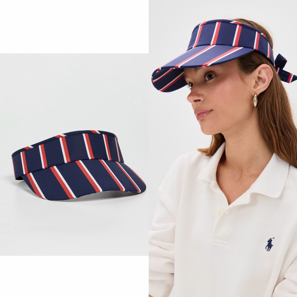 Lele Sadoughi Striped Cotton Bow Tie Visor‎